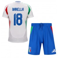 Italien Nicolo Barella #18 Replika babykläder Bortaställ Barn EM 2024 Kortärmad (+ korta byxor)